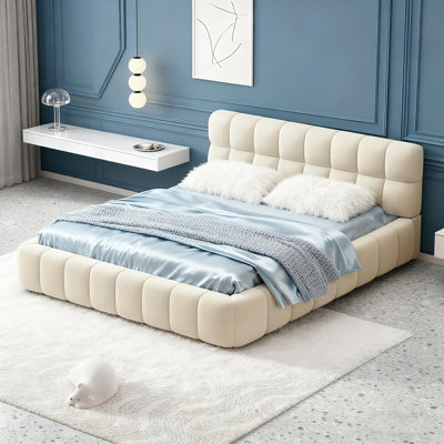 Lit plateforme tapissier Checkerboard