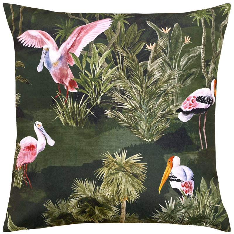  Platalea Botanical Polyester Filled Outdoor Cushion, Bottle Green, Polyester