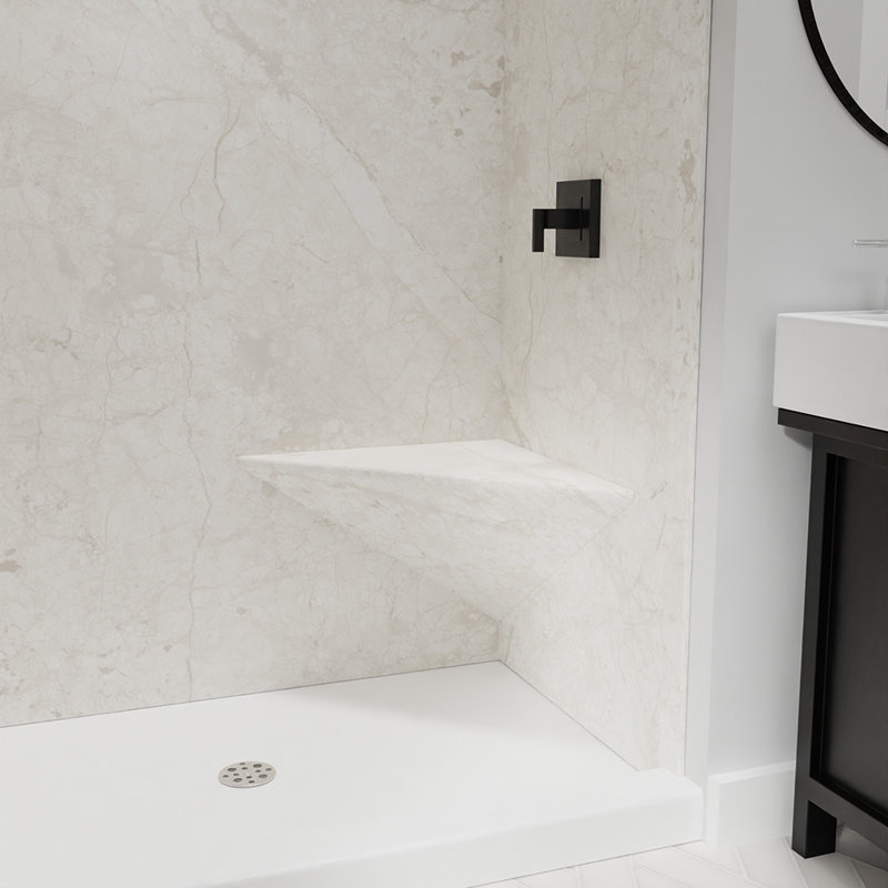 Siège d'angle flottant 27 po FlexStone crème Botticino, Crème Botticino