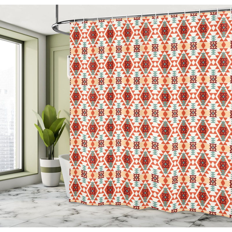 East Urban Home Aztec Shower Curtain Rhombus Forms Triangles Multicolor, 70"H x 69"W