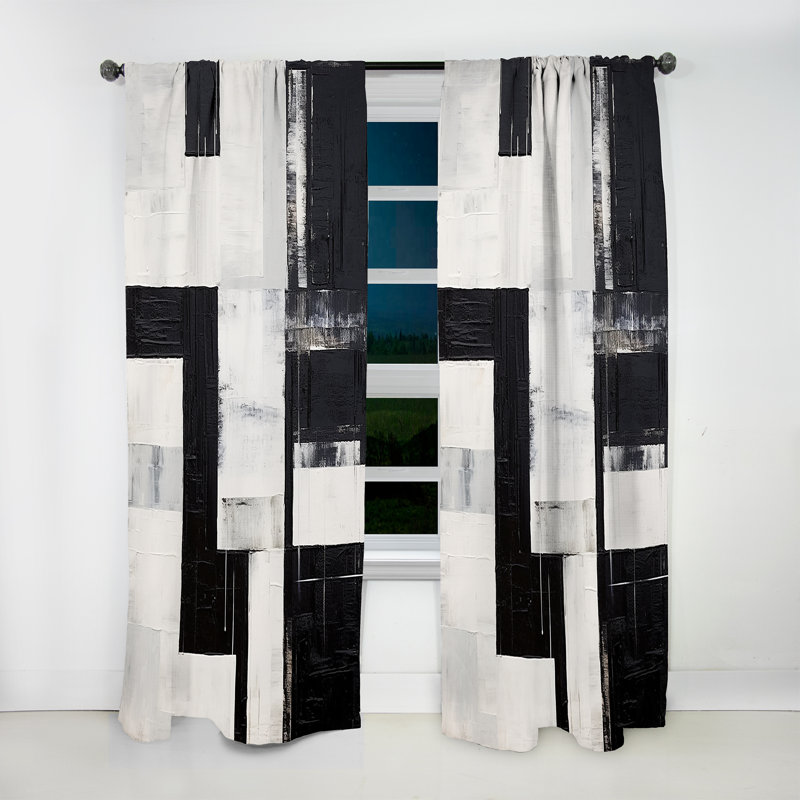 Ducharme Abstract Ebony Echoes - Abstract Shapes Curtain - Velvet Room Darkening - 1 panel, 52" W x 84" L