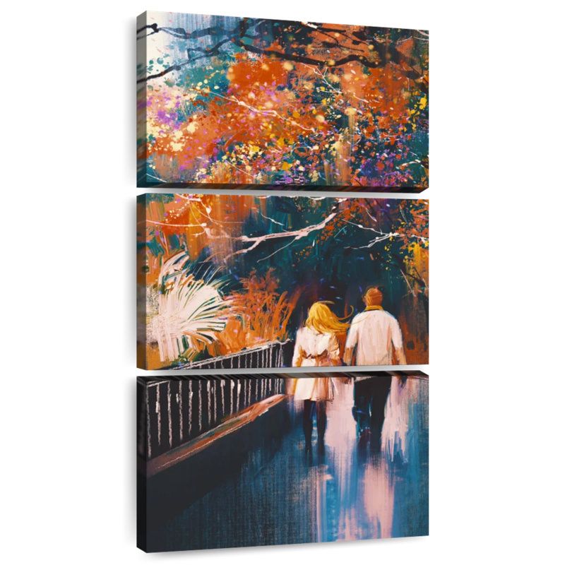 Couple en automne, H 75 po x l 36 po