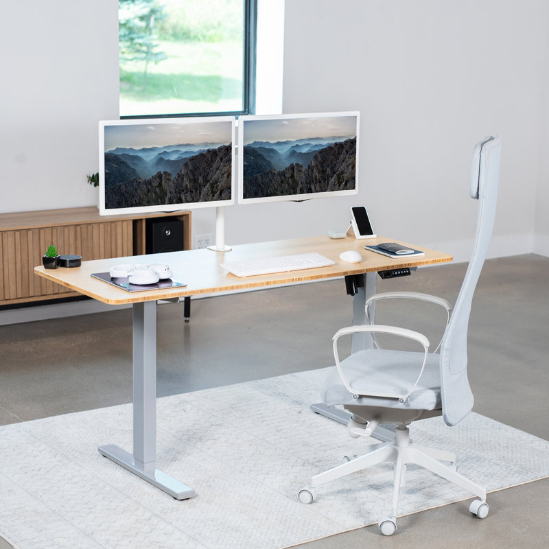 Dark Walnut and White Adjustable Height Standing Desk