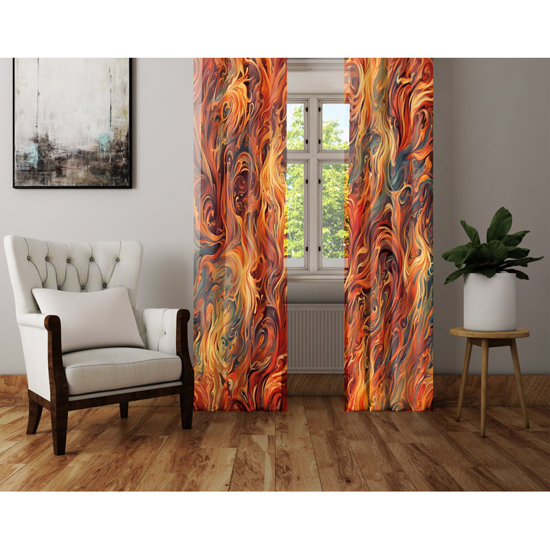 Paire de rideaux semi-transparents en polyester Carolus, L 20 po x L 52 po
