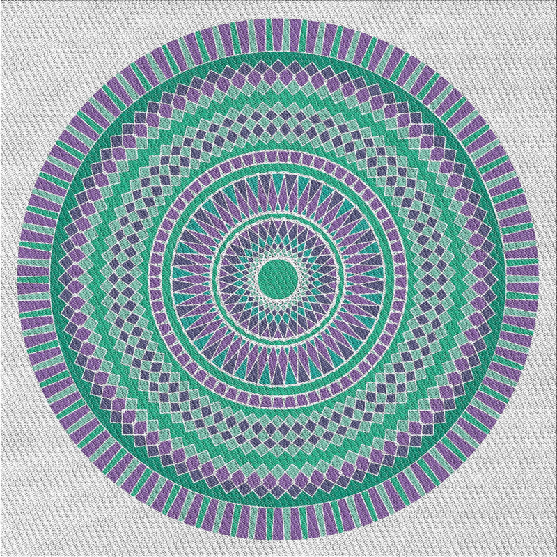 Fabriqué à la machine à partir de laine et de polyester gris/bleu/vert Tapis décoratif, Carré 7 pi