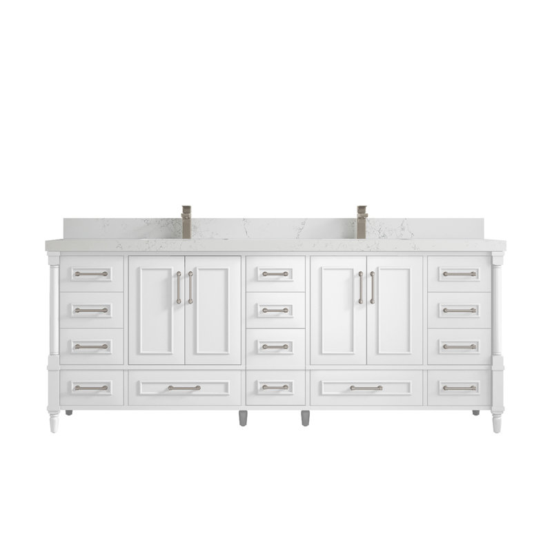 Ensemble de meuble-lavabo double 84 po Aberdeen, Empira, Blanc