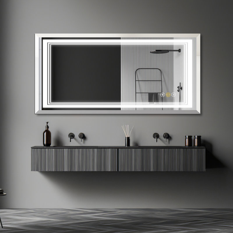 Abriele Wall Mount Bathroom Mirror with LED Lights, 3 Color Mode Lights,  Defogger, Memory Function, Dimmer, 36" x 72"