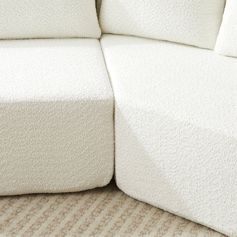 Ensemble de canapé modulaire en tissu chenille de 106,3 pouces, Orienté à droite, Chenille beige