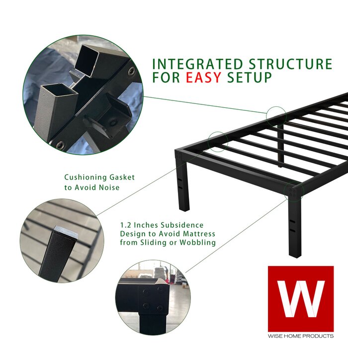 Wise Home Products 14'' Steel Bed Frame & Reviews | Wayfair