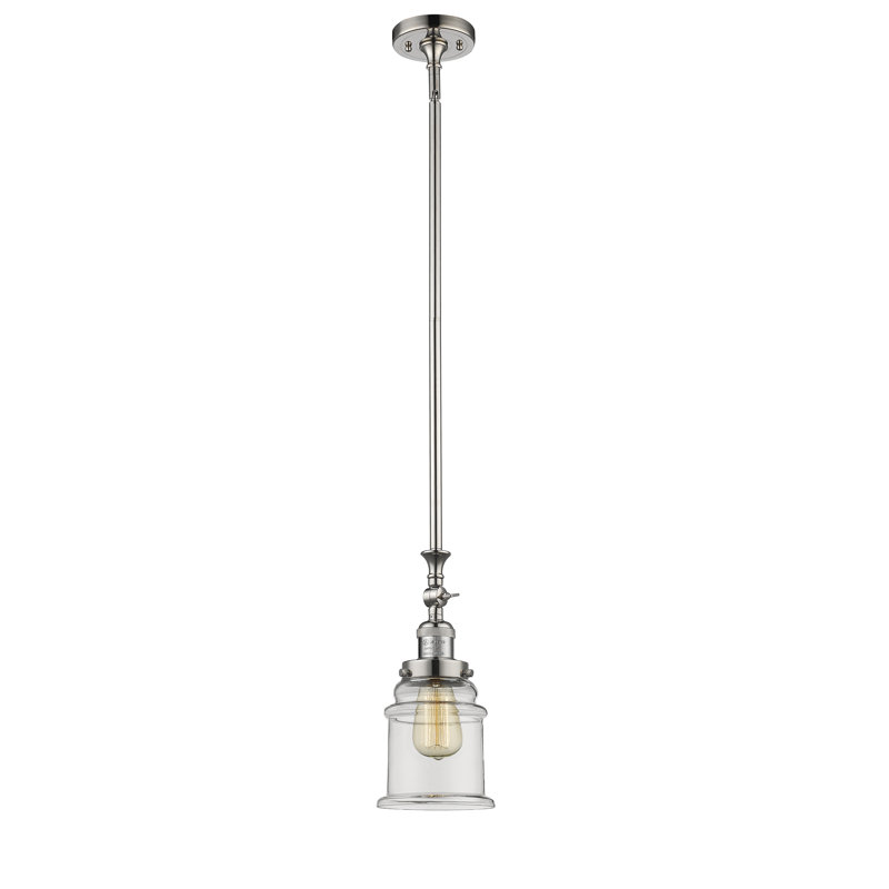Alexandira 1 - Light Single Pendant, Clear, 6 Watt Vinage LED Bulb, Polished Nickel