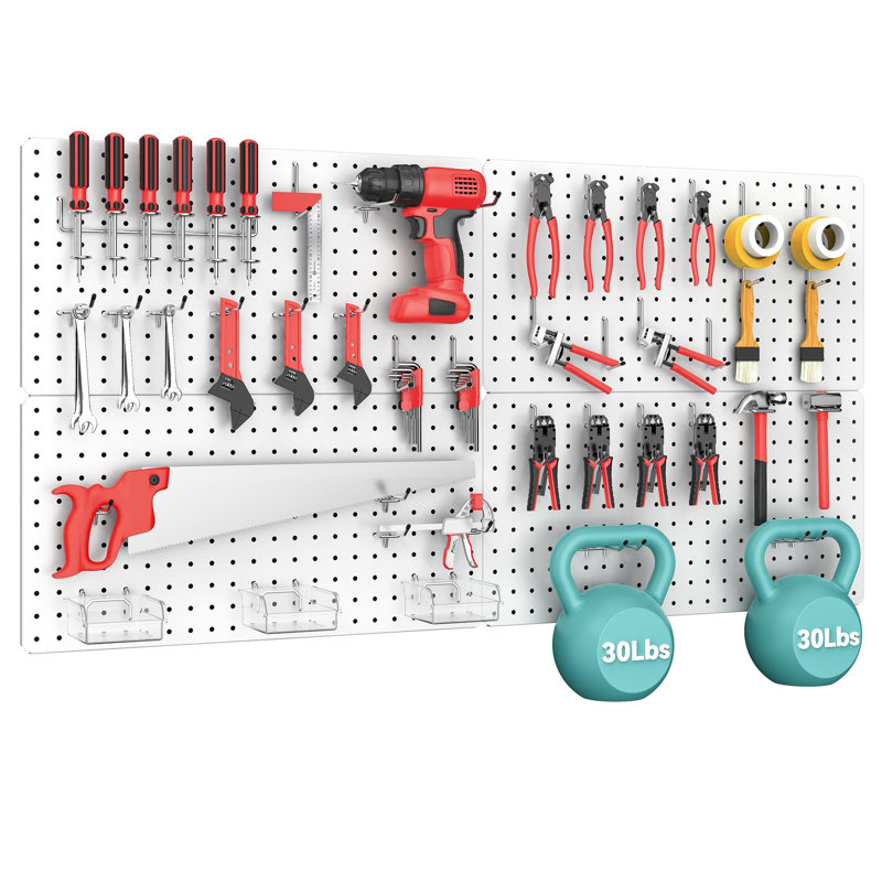 Panneau perforé, ensemble de 84 pièces en métal, comprenant 4 grands panneaux perforés de 61 x 30 cm avec accessoires et crochets de verrouillage