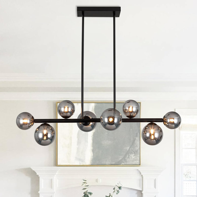 Luminaire suspendu noir 8 lumières Kemery