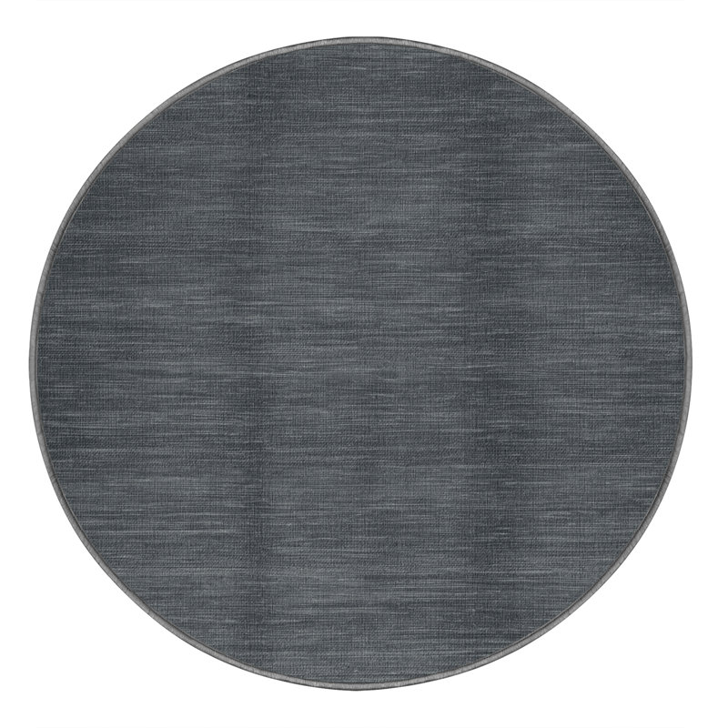 Machine Washable Solid Gray Area Rug, Round 4'