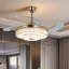 Ventilateur invisible en cristal doré de 42 pouces, lecteur de musique Bluetooth, télécommande, éclairage à trois tons, conception silencieuse et à grand débit d'air