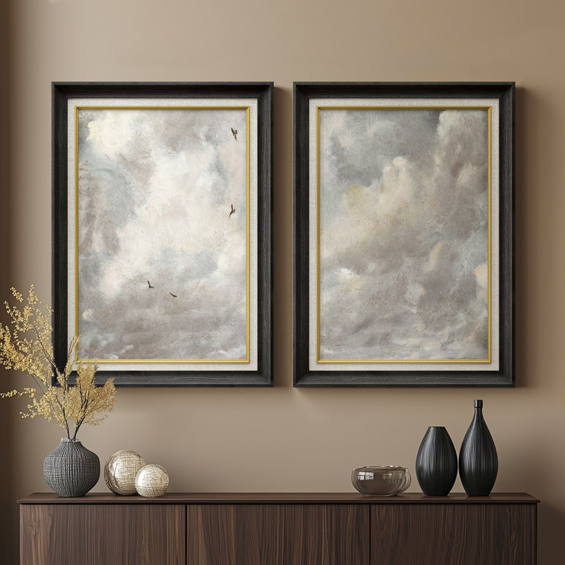Ensemble de 2 œuvres d'art encadrées de qualité supérieure sur toile de qualité supérieure avec cadre de 26 po x 36 po, Noir