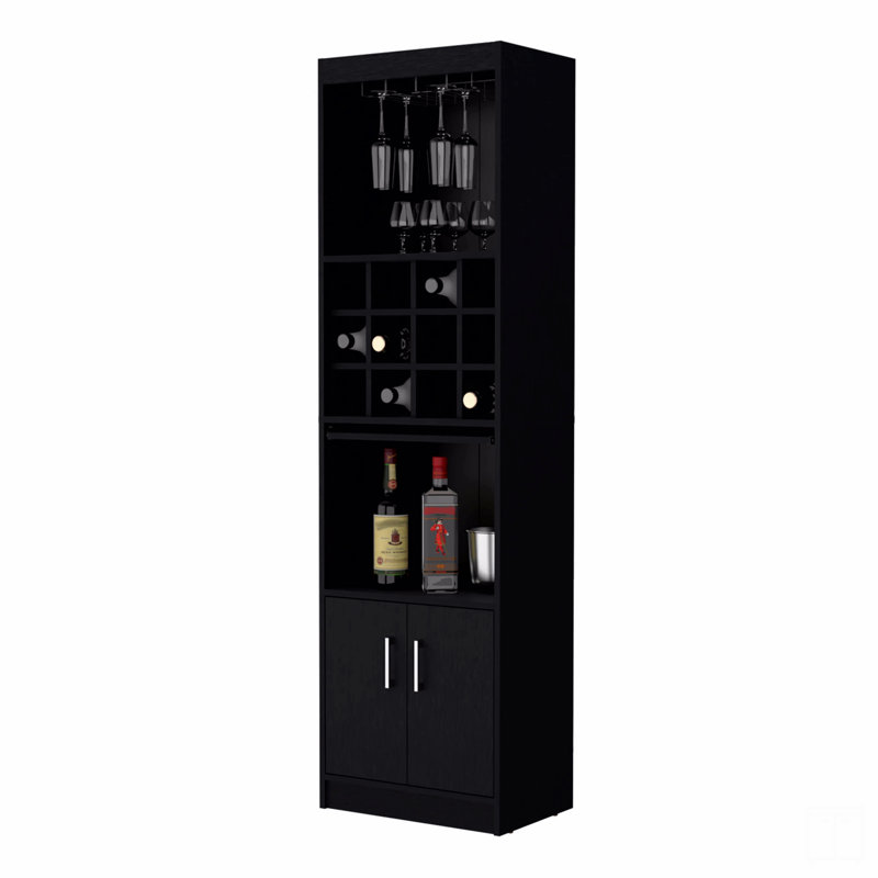 Bar avec rangement pour bouteilles de vin, Noir