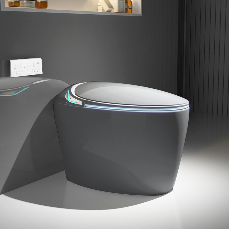 Smart Toilet For Hygienic Bathroom, Auto Open/Close Seat, Foot Sensor, Grey Piece Intelligent With Efficient Flushing System,