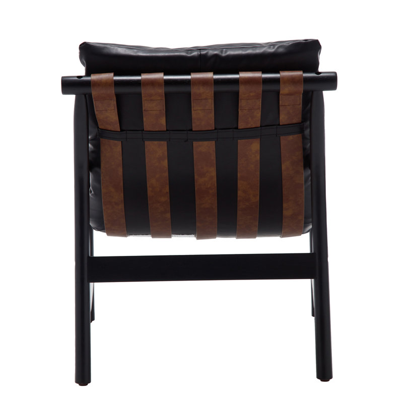 Fauteuil en cuir Fiona Vegan, Similicuir noir, Noir