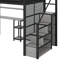 Lit mezzanine double en métal avec garde-robe, bureau et tablettes de rangement-187631727