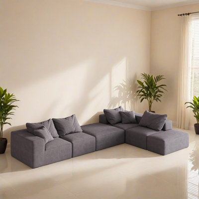 Ensemble de canapé modulaire rembourré modulaire de 132,02 po sans os, ensemble de canapé modulaire en L à combinaison libre avec 6 coussins pour le salon