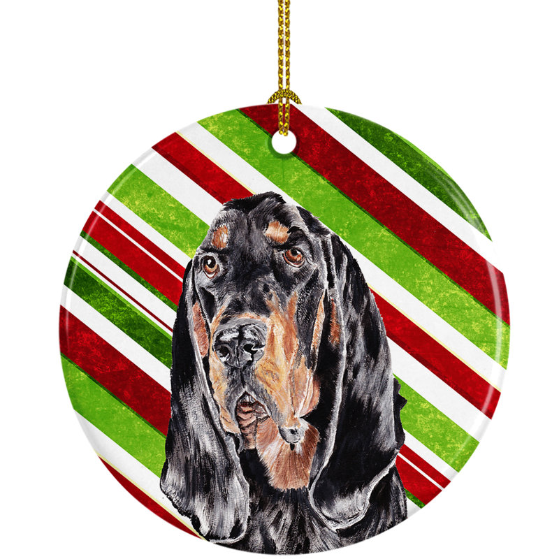 Ornement figurine suspendu en céramique de noël coonhound