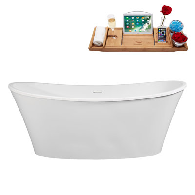 Baignoire autoportante 63 "avec drain interne Streamline