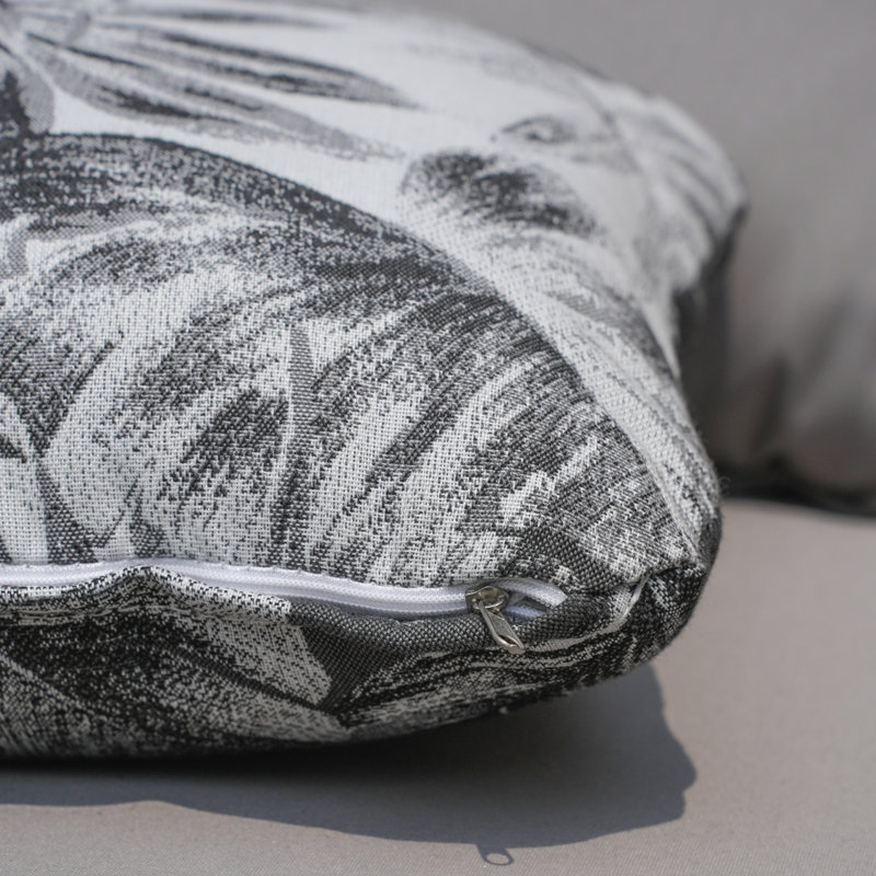 Polyester Euro Square Indoor/Outdoor Pillow Cover & Insert, 16.54" x 16.54" x 6.1", Cotton, Charcoal Floral