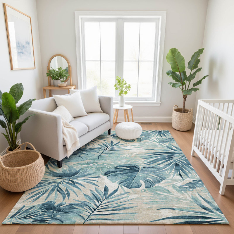 Premium Machine Washable Mayfield AMF1886 Floral Rug, Rectangle 9' x 12'