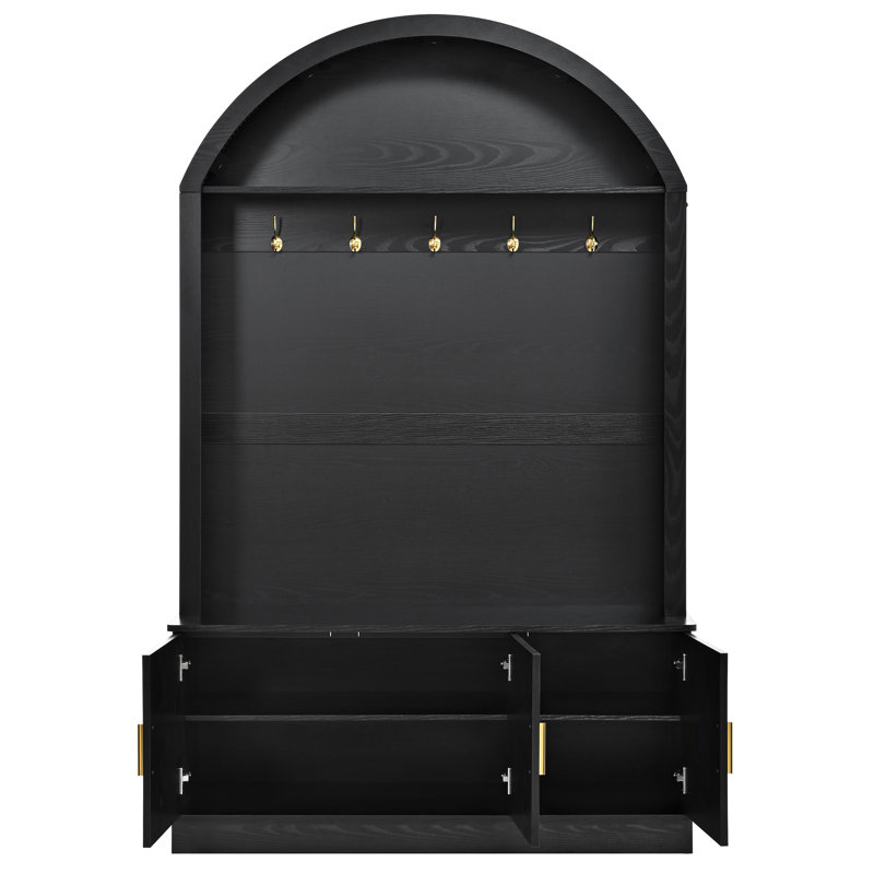 Arbre d'entrée de 46 po de largeur avec banc et rangement pour chaussures, Black