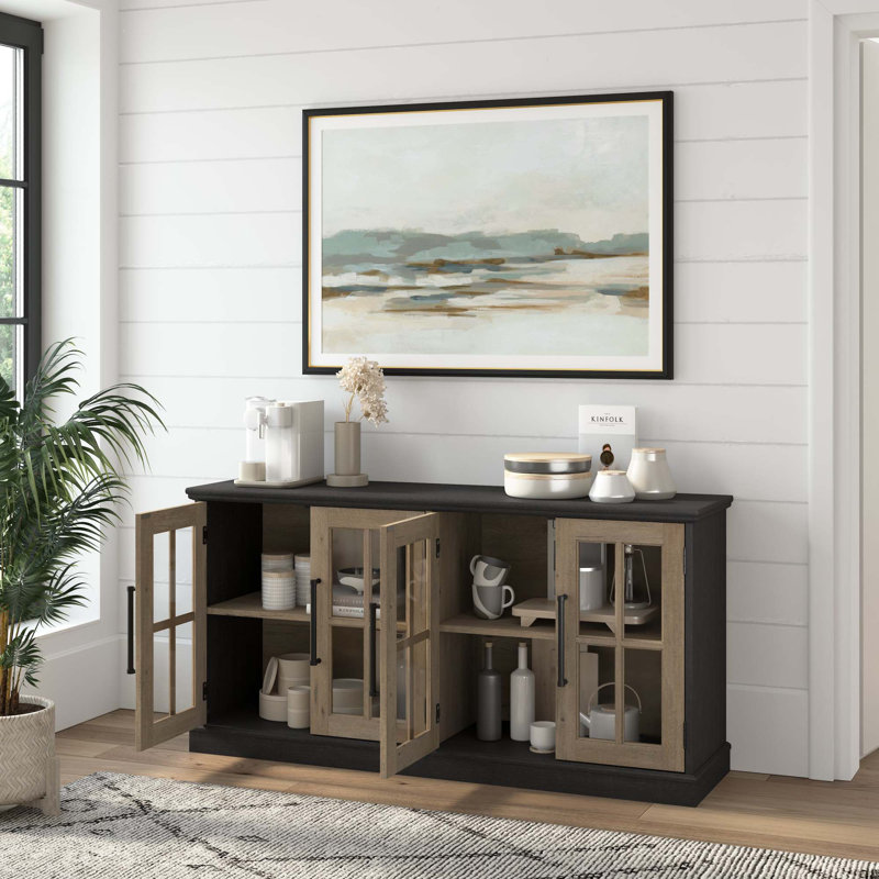 Arantza 59.4" Wide Sideboard, Vintage Black/Restored Tan Hickory