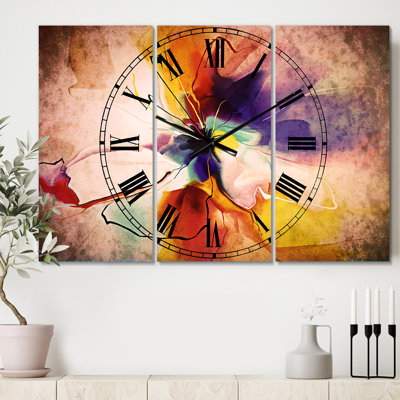 Fleur créative en plusieurs couleurs - Horloge murale traditionnelle