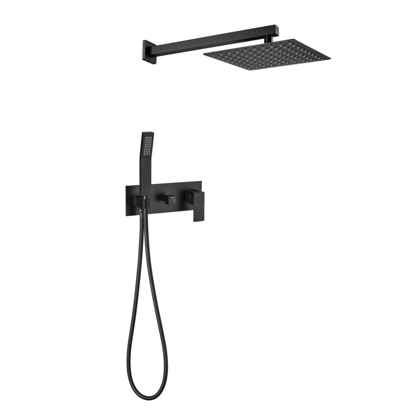 Bathroom Luxury Shower Head - Matte Black 10 Inch Rainfall With Handheld , Mixer 10" Rain , Brass