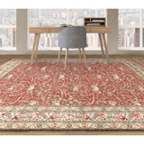 Hand Knotted Wool Oriental Area Rug in Rust And Ivory
