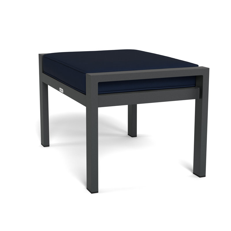 Lakeview Industrial Modern Aluminum Ottoman with Navy Sunbrella® Cushion