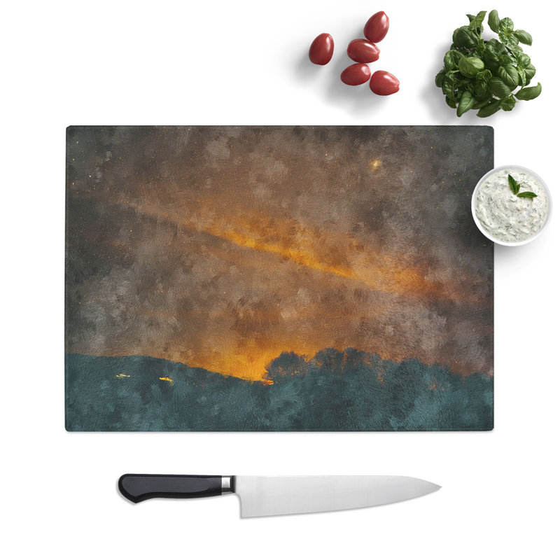Tempered Glass Orange Sky Chopping Board, 28.5 cm x 39 cm