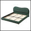 Très grande base de lit tapissier plateforme avec tête de lit arrondie à coins arrondis, lattes en bois, pieds en bois de chêne massif, tissu chenille, aucun sommier requis, assemblage facile, vert olive-390922143-400881408