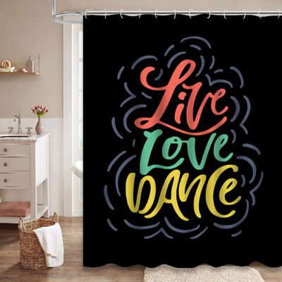 Live Love Dance Dancer Modern Style Shower Curtain with 12 Hooks