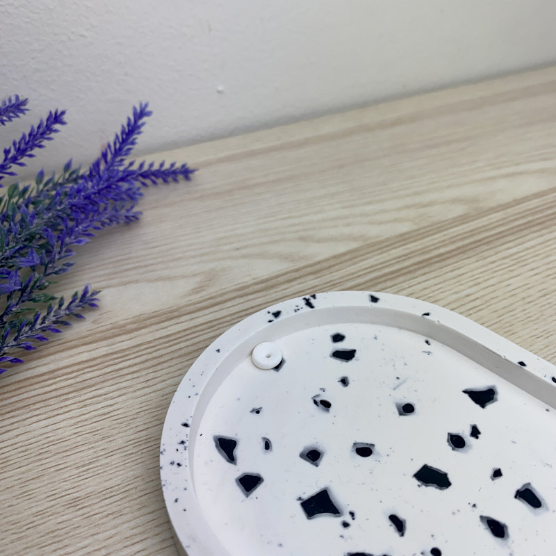 Terrazzo Incense Holders, White/Black