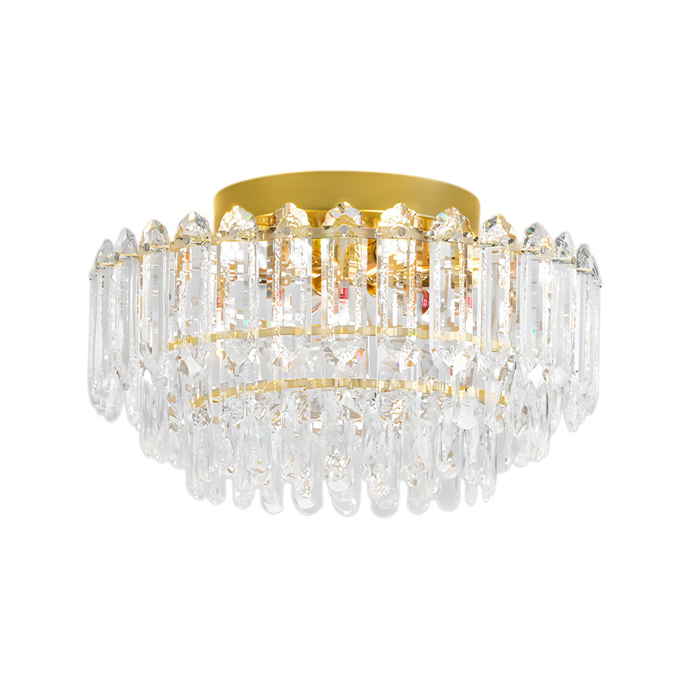 Glam Modern Raindrop Crystal Glass Chandelier Flush Mount Ceiling Light