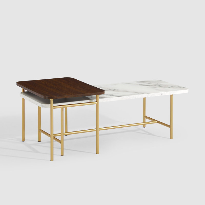 Chowning Trestle Coffee Table, Dark Walnut/Gold