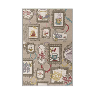 Luxueux tapis tissé (2 pi x 3,3 pi), 100% polyester, d'une hauteur de poils de 0,3 po | Antibactérien, antidérapant, impression numérique 3D | Lavable à la machine, idéal pour les salons et les chambres à coucher - Entretien facile et conception élégante