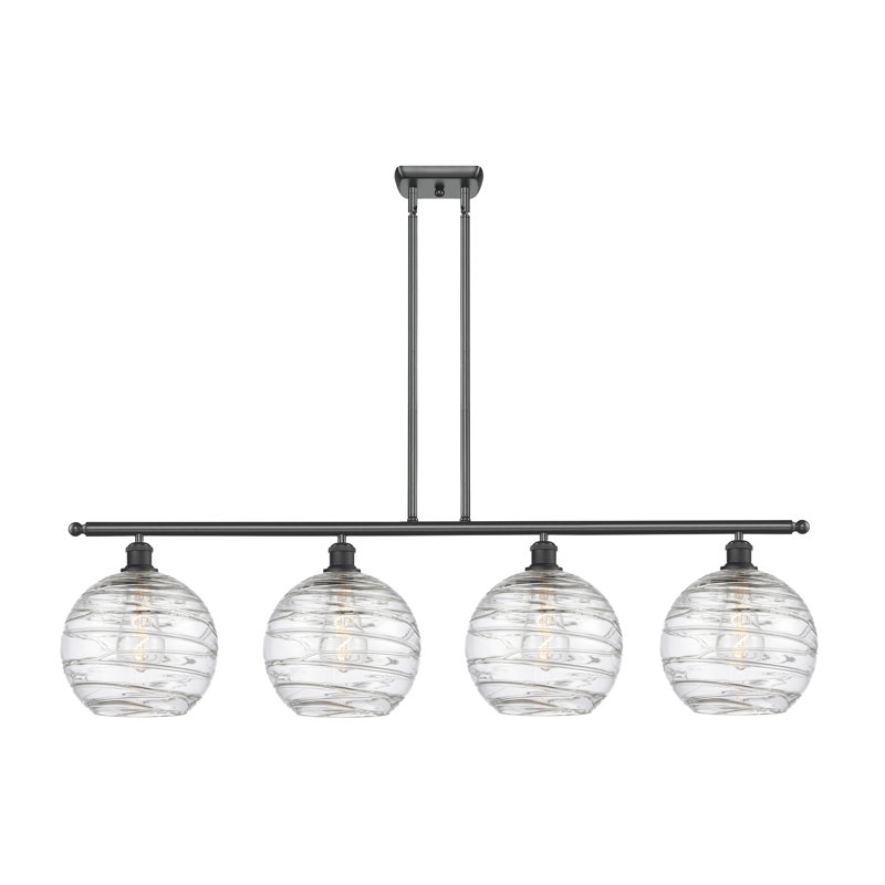 Luminaire suspendu linéaire à 4 lumières pour îlot de cuisine Cindi, Ampoule non incluse, Noir mat