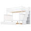 Lit simple superposé au dessus d'un lit double avec lit gigogne et escalier de rangement blanc - Optimisez l'espace, assemblez rapidement et l'escalier, économisez un attrait mystérieux et glamour, sécuritaire pour un processus d'assemblage simple-118036317-118036318