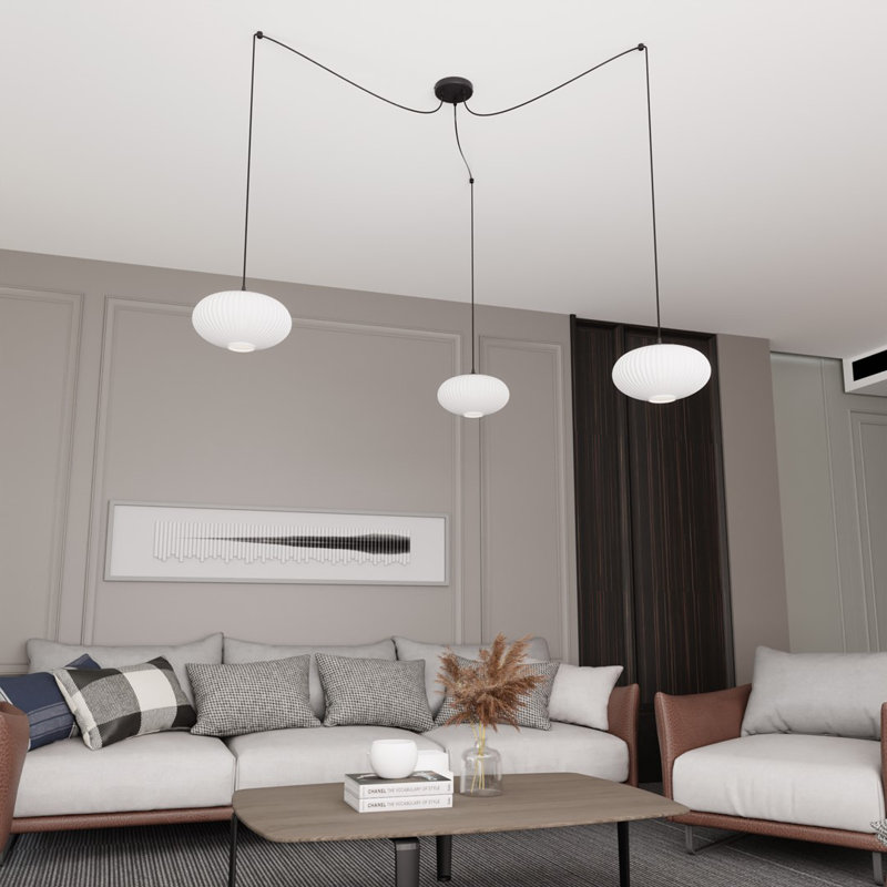 Atiksh 3 - Light Pendant, Matte Black/Opal