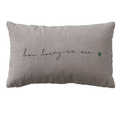 How Lucky We are Embroidered Lumbar Pillow
