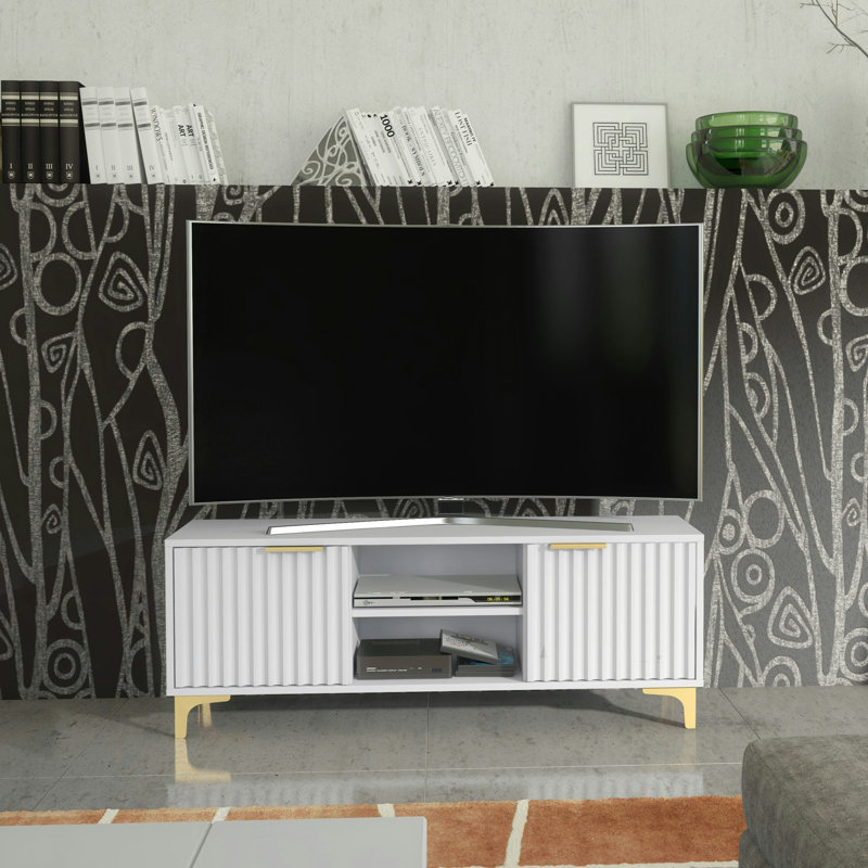  MEX 120cm TV Stand & Sideboard with Gold Legs and Storage Cabinets