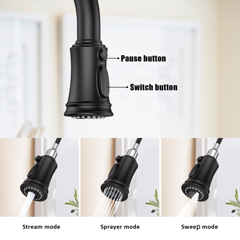 Kitchen Faucet With Pull-Down Sprayer, Single-Handle High Arc Sink Faucet With Deck, Suitable For Kitchen Sinks And Laundry Sinks.