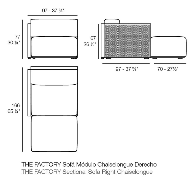 The Factory Armless Chaisleongue Section