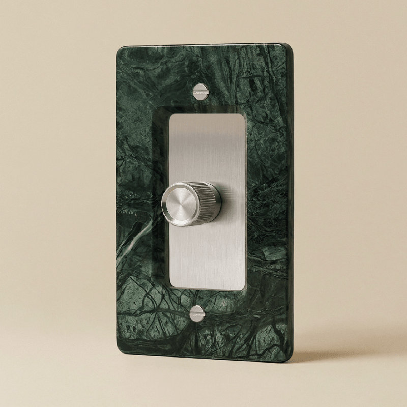The Stone 3-Way Dimmer Switch, Marble-Guatemala Green/ Finish-Stainless Steel