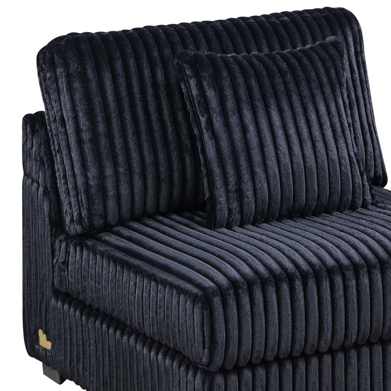 Ensemble de canapé modulaire contemporain de 6 pièces avec USB, porte-gobelets et tissu en velours côtelé contemporain pour une vie confortable